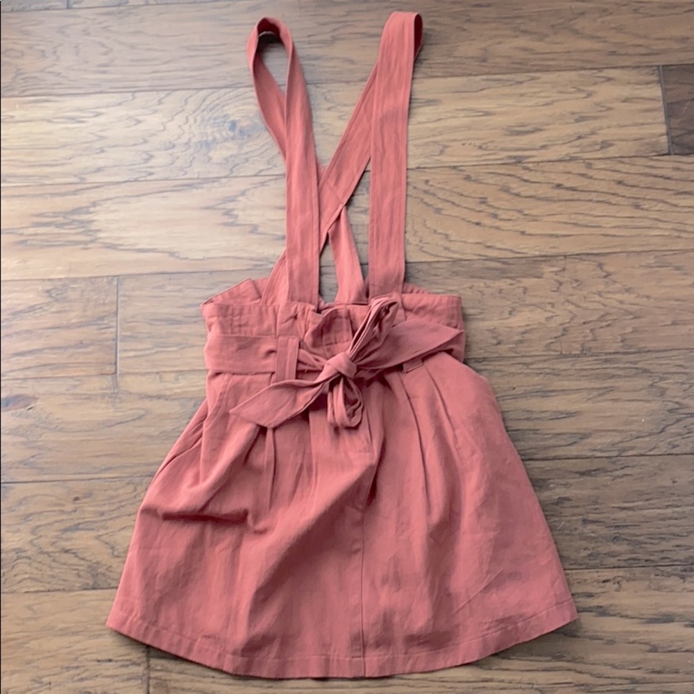 Burnt orange suspender skirt
